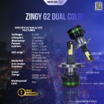 G2 Dual Color LED Headlight 6000K White / 3000K Yellow – 50W 3570 Chip with Cooling Fan